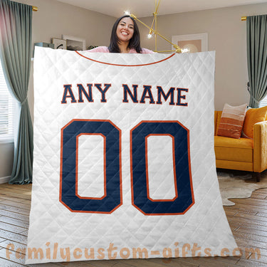Custom Premium Quilt Blanket Houston Jersey Baseball Personalized Quilt Gifts for Her & Him